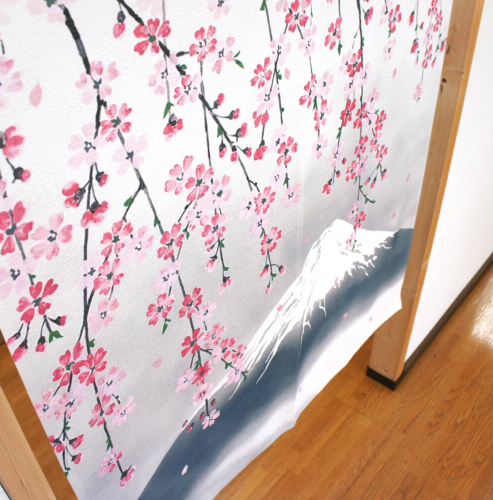 NOREN látková stěna - Rozkvetlá Sakura s horou Fuji