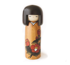 Panenka Kokeshi Tsubaki goyomi s květy kamélie