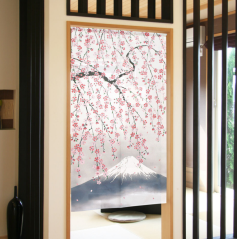 NOREN látková stěna - Rozkvetlá Sakura s horou Fuji