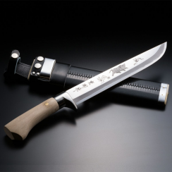 Lovecký nůž AZUMASYUSAKU - leštěná čepel 240mm, DIVOČÁK